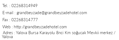 Grand Beyzade Hotel telefon numaralar, faks, e-mail, posta adresi ve iletiim bilgileri